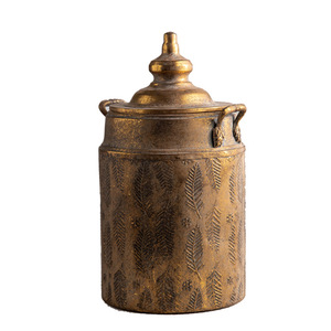 แจกันเหล็กสไตล์ชนบทพร้อมหูจับ แจกันดอกไม้สไตล์คลาสสิกสำหรับตกแต่งบ้าน - Product Image 3