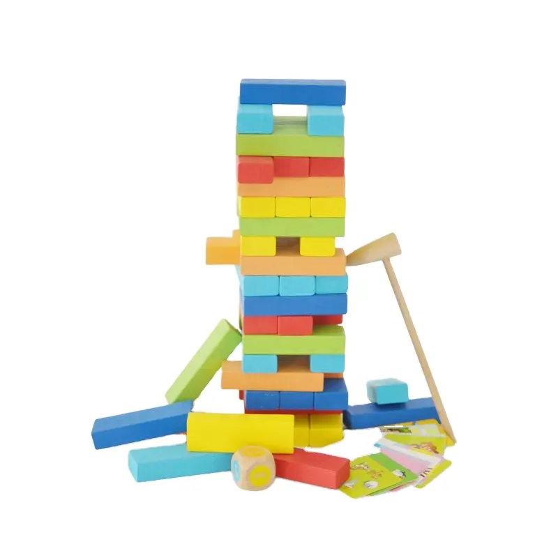 Montessori wooden toys rainbow blocks keep balance educational wooden block stacking wooden block toy model building t