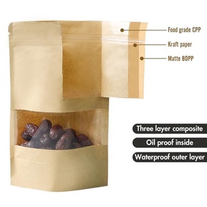 Tùy chỉnh cấp thực phẩm mờ Túi giấy Kraft với cửa sổ Zip-Lock túi cho các loại hạt giấy trắng Mylar túi Bánh quy đồ ăn nhẹ thực phẩm và trà - Product Image 6