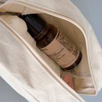 Trousse de Toilette en Jute Non Blanchie avec Fermeture Éclair, Grande Ouverture, Doublure Naturelle, Sac de Voyage Organisateur pour Hommes, Extérieur