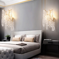 Applique murale en aluminium avec branches et verre, style arbre doré de luxe français, moderne, pour chambre et restaurant, avec support en cristal