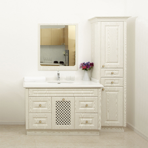 Set <span class=keywords><strong>Mobile</strong></span> <span class=keywords><strong>Bagno</strong></span> Stile Country Americano con Specchio, Armadietto Contenitore <span class=keywords><strong>Bagno</strong></span> in MDF - Product Image 1