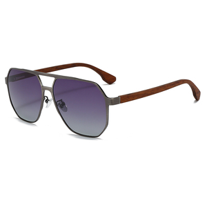2025 Unisex Fashion <b>Sunglasses</b> <b>Retro</b> Stainless Frame Full Rim Wooded Temple TAC Polarized UV400 Model 8818 China Opp - Product Image 3