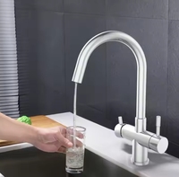Nouveau robinet de filtre à eau moderne 3 en 1 en acier inoxydable avec vannes en céramique à 3 voies et évier de cuisine à trou unique