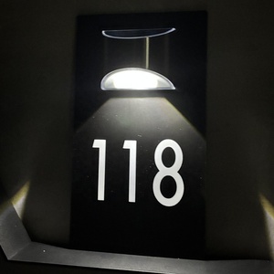 Modern Solar Powered Hot Selling Home Decor POD Acrylic Solar Doorplate Metal Printing <b>Light</b> House Number Sign - Product Image 1