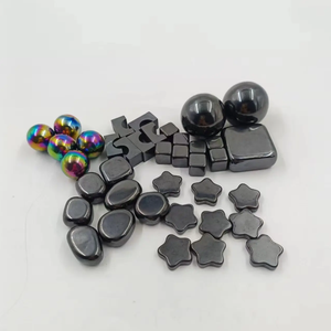 Batu Magnet hematit Magnet tidak beraturan, batu Magnet Ferrite dipoles nonstandar warna hitam
