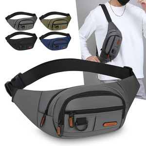 Men's Chest Bag Oxford Cloth Large Capacity Outdoor Sport Waist Pack Crossbody Single Shoulder Fanny Bag Solid Color Gray Black - Product Image 1