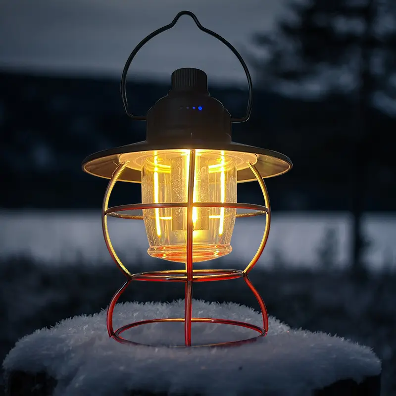 핫 세일 휴대용 빛 충전식 랜턴 회전 디밍 램프 LED 빈티지 캠핑 조명 야외 복고풍 캠핑 랜턴