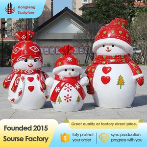 Scultura di pupazzo di neve dipinta a mano in resina di fibra di vetro per decorazioni natalizie da esterno per centri commerciali, giardini, piazze e aree pubbliche - Product Image 5