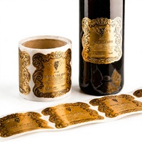 Étiquettes de bouteilles de vin de luxe personnalisées - Autocollants adhésifs en feuille d'or imperméables pour champagne et spiritueux - Logo personnalisé