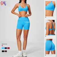 Ensemble de yoga sans couture pour femmes, soutien-gorge de sport, short, deux pièces, séchage rapide, respirant, pour la course à pied, la remise en forme, les vêtements de sport