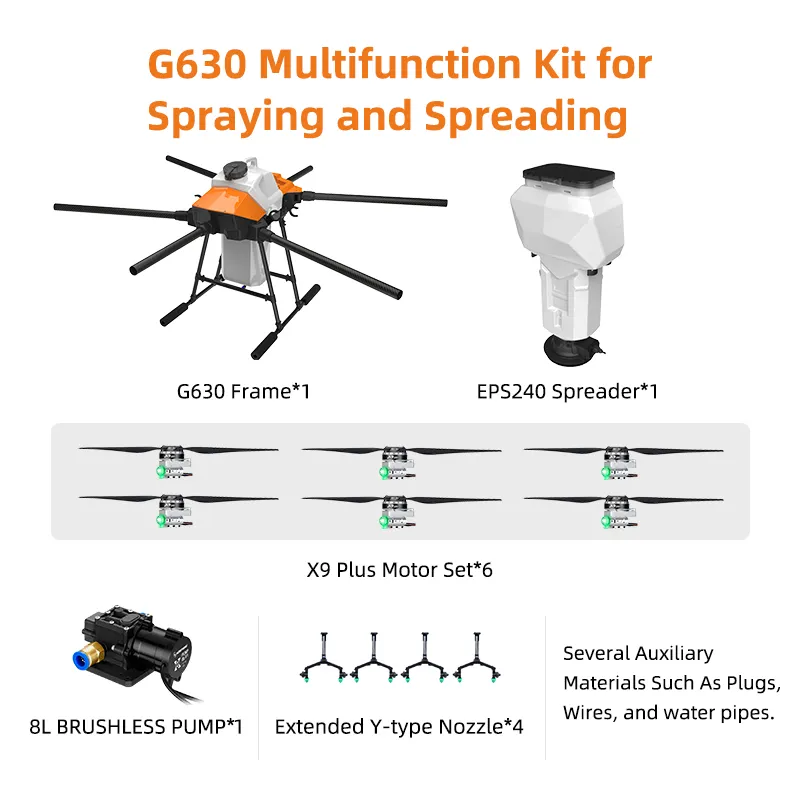 EFT G630 hexa drone multicopter frame 30KG tank multifunction kit for spraying and spreading
