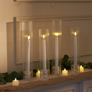 High-End Hotel Security <b>Candle</b> Holder Windproof Glass Vertical Pattern Decorative Bracket Transparent <b>Candle</b> Jars Lanterns - Product Image 4