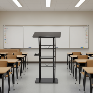 Podio Metálico Curvo de 47 Pulgadas con Estante de Almacenamiento para Muebles Escolares de Aula - Product Image 2