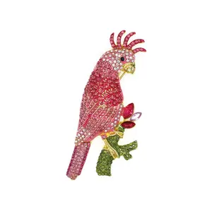 Модные ювелирные изделия, женская брошь в виде попугая с розовыми стразами, птицей, животными