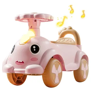 מוסיקה אדומה 4 גלגלים אור תינוק מכונית נדנדה לילדים גדולים צעצוע נסיעה לגילאי 1-3 עשוי פלסטיק עמיד