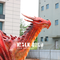 Dragon ailé rouge animatronique mécanisé géant à induction infrarouge à vendre Dragon occidental personnalisé