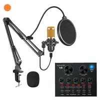 Bm800 com cartão de som ao vivo, conjunto de microfone de estúdio para podcast home, para smartphones e computador, condensador