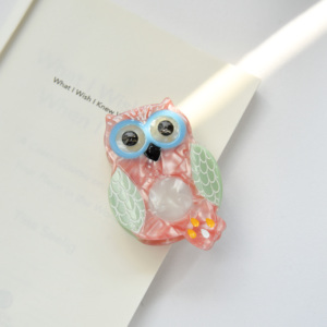 YJL vendita calda fantasia strass acetato per capelli artiglio 7.7 CM simpatico gufo animale capelli artiglio all'ingrosso di alta qualità per capelli pinza per le donne - Product Image 5