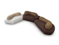 Canapé italien minimaliste de forme irrégulière à une place avec tissu tricoté 5D et structure en bois massif pour appartement et hôtel