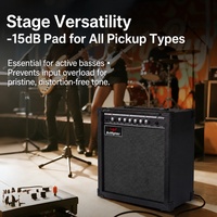 Amplificateur de basse électrique EARTHGRACE DB-30 30W, haut-parleur 8 pouces, amplificateur combo pour la pratique de la basse, les répétitions et les petites scènes