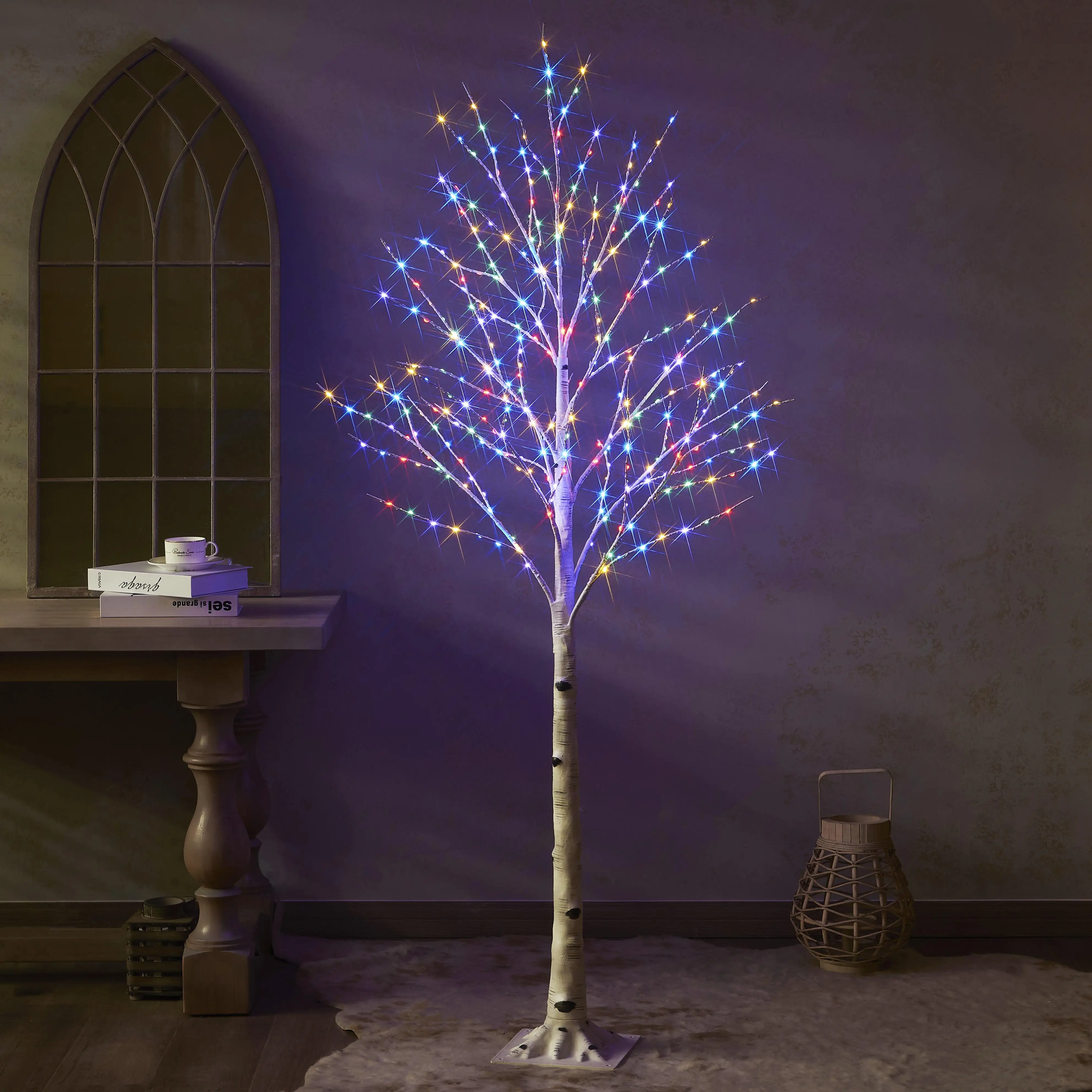 Grosir Dekorasi Halaman Natal Pohon Birch dengan Lampu Multiwarna 6FT 330L LED Mikro Dioperasikan Utama