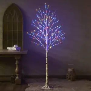 批发圣诞庭院装饰桦树，带多色灯6英尺330升微型发光二极管主操作