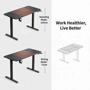 Electric Height <b>Adjustable</b> Standing <b>Desk</b> | Solid Wood Desktop, Black Steel Frame Home <b>Office</b> Use Ergonomic Sit-Stand <b>Office</b> - Product Image 3