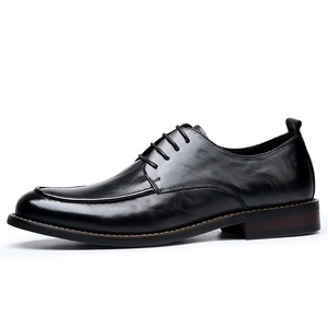Chaussures Derby plates en cuir véritable pour hommes, faites à la main, à lacets, décontractées, habillées, pour mariage, bout carré, légères, pour le marié - Product Image 4