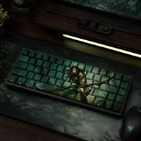 Keyboards Diy Custom LOL Woad Ashe 68 Key PBT Dye Sublimation Side-Printed Keycaps Cherry Profile for Mechanical Keyboard Set
