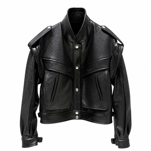 Giacca in <span class=keywords><strong>Vera</strong></span> <span class=keywords><strong>Pelle</strong></span> di Pecora di Alta Qualità, Lussuosa Giacca in <span class=keywords><strong>Pelle</strong></span> Genuina Personalizzata per Donne Motocicliste - Product Image 5