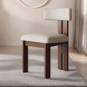 Silla de comedor de madera maciza tapizada estilo nórdico retro minimalista para comedor - Product Image 2