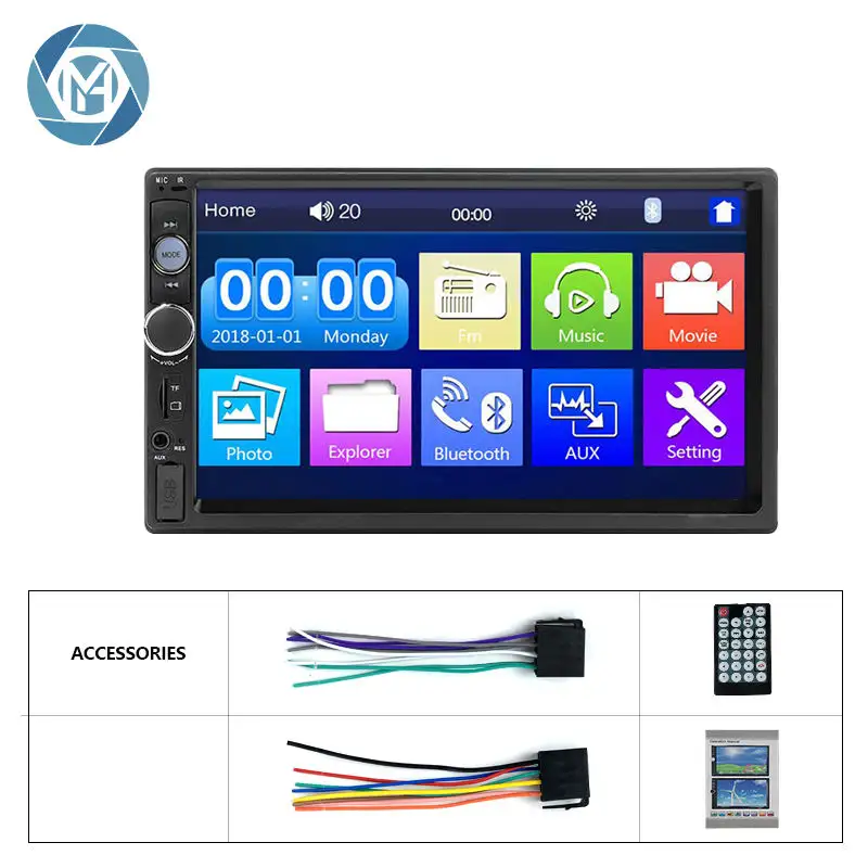 2 Din 7 inç dokunmatik ekran Fm Bt araç Dvd oynatıcı oyuncu arka ters görüntü Mp5 oynatıcı oto elektronik araba Stereo radyo