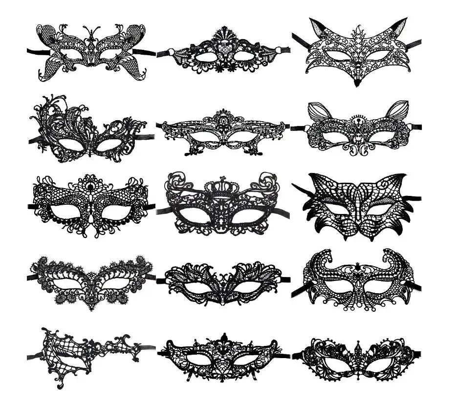 Masquerade Venetian Eyemask Halloween Sexy Woman Lace Mask for Carnival Fancy Dress Party Costume Ball Black Flexible