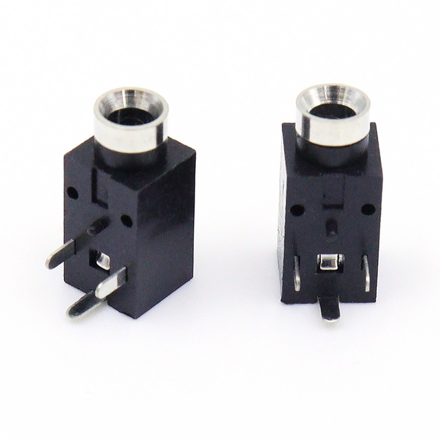 2.5MM Headphone Jack Earphone Socket PJ-210 Three-Pin Straight Plug Copper Audio Socket  Female Connector Rectangular RoHS