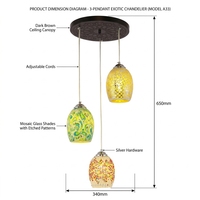 Lustre LED vintage en fer doré fait main, style arabe exotique, taille moyenne, suspension pour salle à manger