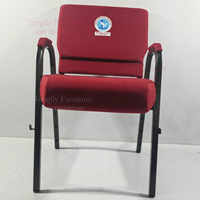 Chaise de banquet/église/pasteur moderne de luxe bleue rembourrée à accoudoirs, fabrication en usine, vente en gros, haute qualité
