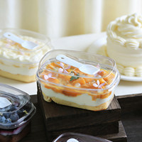 Boîtes à gâteaux empilables de qualité supérieure, épaisses, étanches, avec couvercle haut et cuillère, pour desserts et tiramisu à emporter