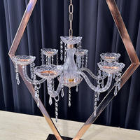 Lustre en cristal acrylique grand diamant en or de luxe bougeoir centre de table de mariage support de fleurs
