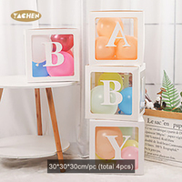YACHEN vente en gros boîte à ballons transparente personnalisée 4 pièces/ensemble pour bébé douche 1er anniversaire mariage fête décoration fournitures