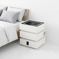 Table de chevet intelligente de luxe moderne avec lumière LED, chargeur sans fil et verrouillage par mot de passe pour chambre, villa et appartement