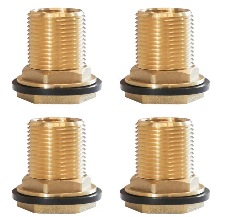 1/2" Female 3/4" Male GHT Solid lead free Brass fittings Bulkhead Connector With Rubber Ring