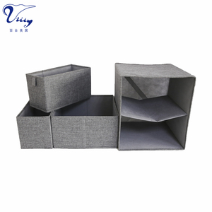Fabric Storage Drawer Organizer Sets Folding Linen Fabric Storage Box Clever Cube <strong>Insert</strong> 4pcs Per Set W/2 Tier and 3 Drawers - Product Image 4