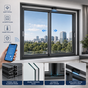 Finestre Scorrevoli Intelligenti Automatiche con Taglio Termico in Alluminio e Doppio Vetro Temperato per Casa Intelligente - Product Image 1