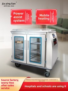 Troli Pengantar Makanan Persegi Panjang Perak/Biru dengan Insulasi Pemanas Dinding, 4 Pintu, Sistem Bantuan Tenaga Pemanas Mobile - Product Image 6