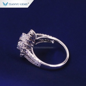 Tianyu Gems Anillos de dedo de lujo Forma de pera Moissanite Diamante Anillo de oro blanco para fiesta - Product Image 3