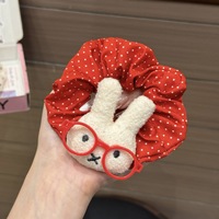 Nouvelle Élastique à Cheveux Faite Main en Tissu à Pois Mignons pour Lapin, Haute Élasticité, avec Lunettes, Style Cœur Doux, pour Queue de Cheval
