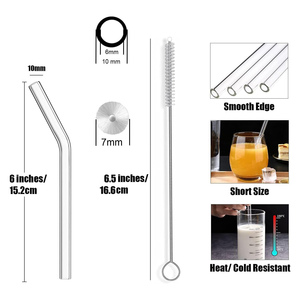 <b>Heat</b> Resistant Clear Reusable Handmade Mouth Blown Glass Drinking Straw with Cleaning <b>Brush</b> Eco-Friendly Lfgb Certified - Product Image 2