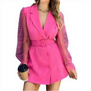 Abrigo Largo de Encaje de Color Sólido con Manga Larga y Cintura Imperio, Elegante y Casual para Mujer, para Todas las Temporadas - Product Image 3