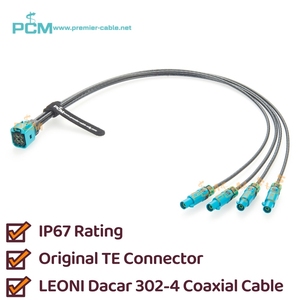 Câble automobile étanche 4-en-1 Mini Fakra femelle à Fakra mâle IP67 Original Tyco Quad Z-Code pour ADAS GPS caméra robotique - Product Image 2